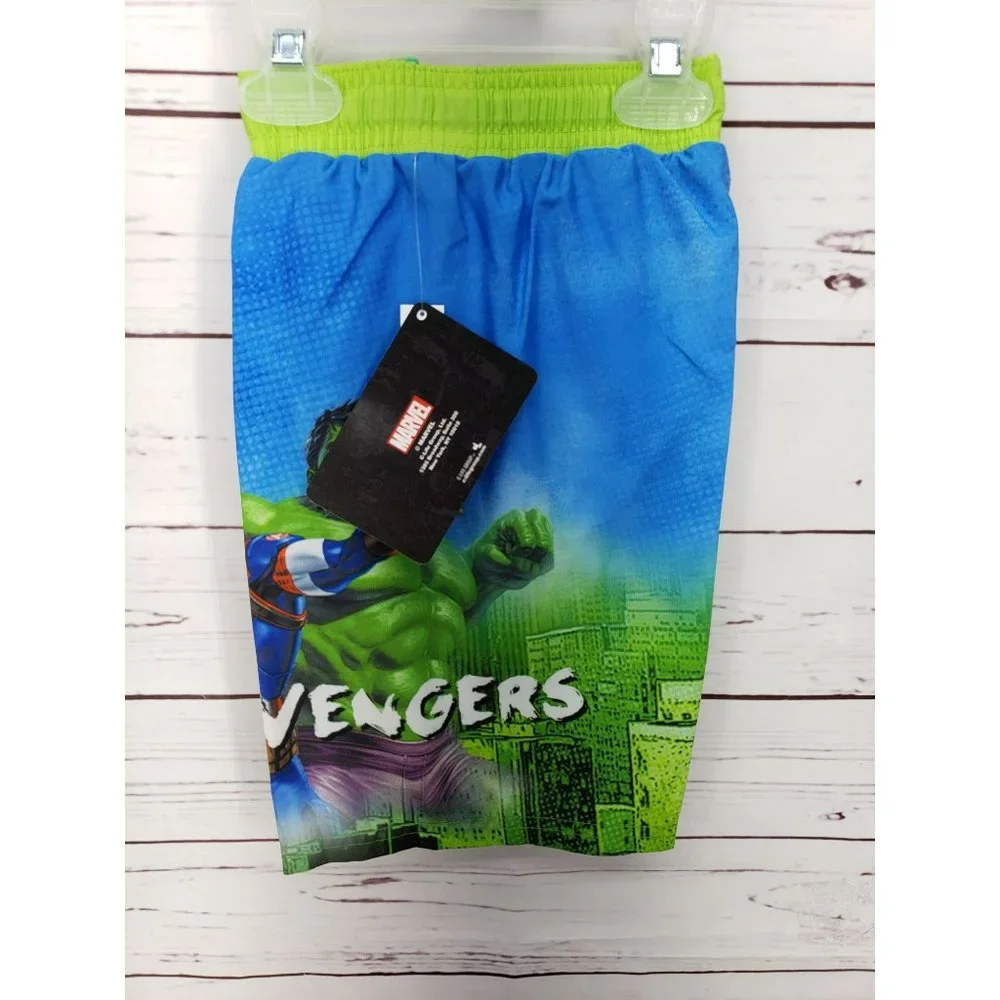 Marvel Avengers Boys 5/6 blue green board swim‎ shorts trunks